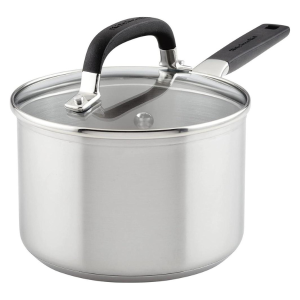 Olla KitchenAid de acero inoxidable con marcas medidoras y tapa 1.6 cuartos