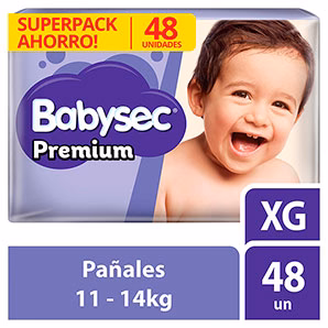 Pañales para Bebé Babysec Premium Talla XG Paquete 48un