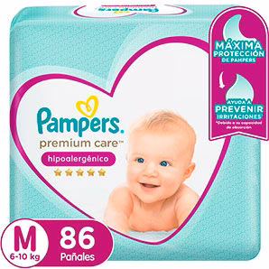 Pañales para Bebé Pampers Premium Care Talla M Paquete 86un