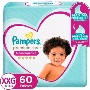 Pañales para Bebé Pampers Premium Care Talla XXG Paquete 60un