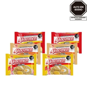 Sopa instantánea AJINOMEN Pollo, Carne y Gallina Bolsa 80Gr Paquete 6un