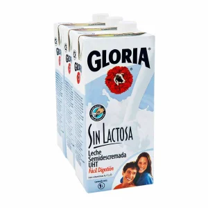 Leche Fresca UHT GLORIA sin Lactosa Caja 1L Paquete 3un